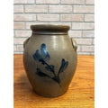Antique Primitive 19th c. Salt Glaze Stoneware Preserve Jar Pennsylvania Cobalt
