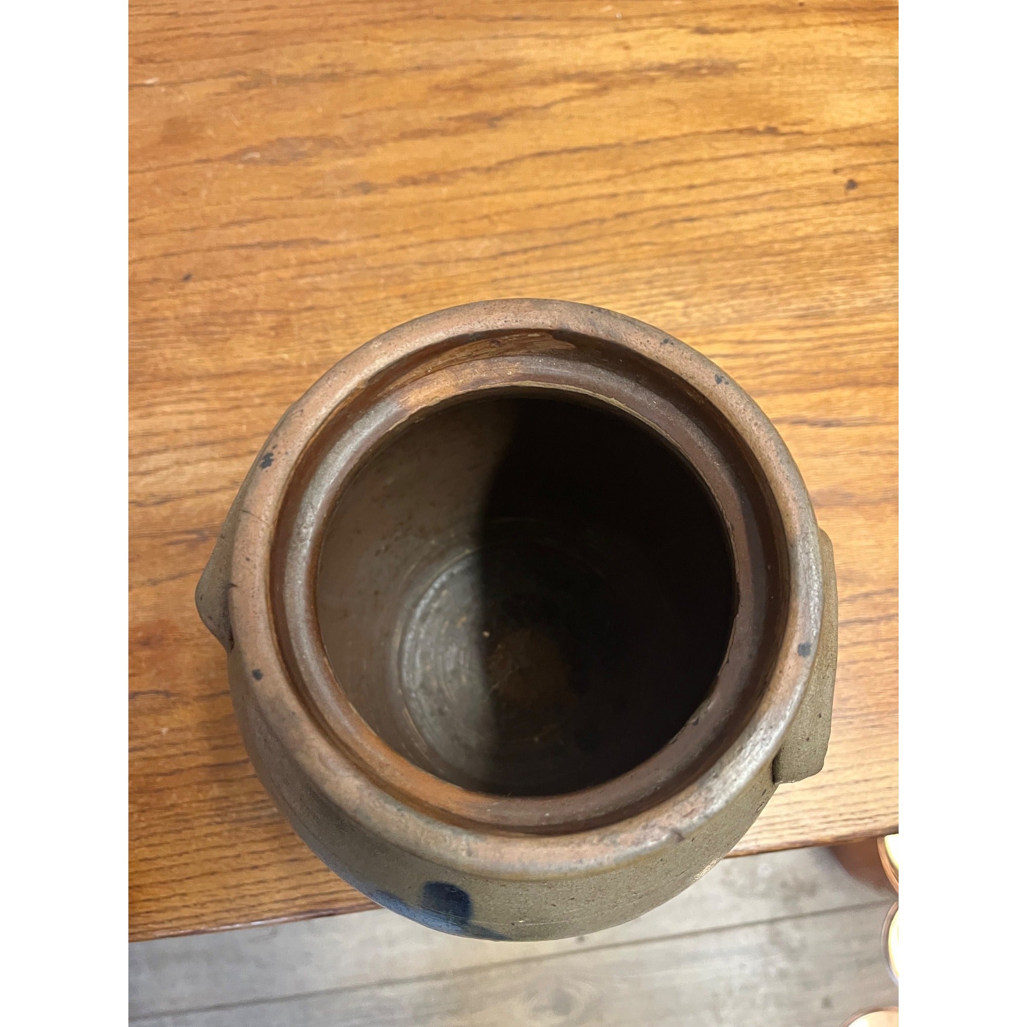 Antique Primitive 19th c. Salt Glaze Stoneware Preserve Jar Pennsylvania Cobalt