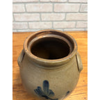 Antique Primitive 19th c. Salt Glaze Stoneware Preserve Jar Pennsylvania Cobalt