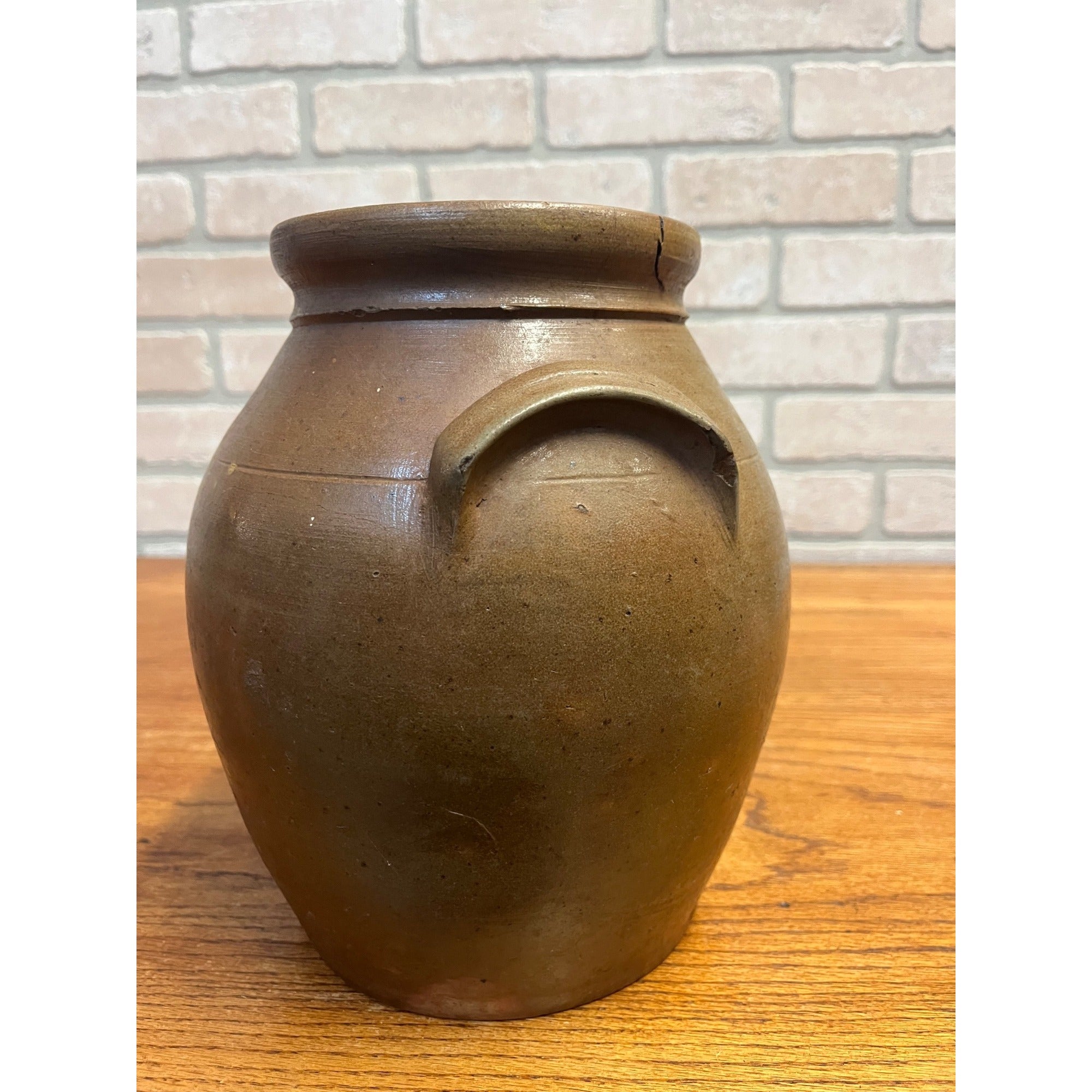 Antique Primitive 19th c. Salt Glaze Stoneware Preserve Jar Pennsylvania Cobalt