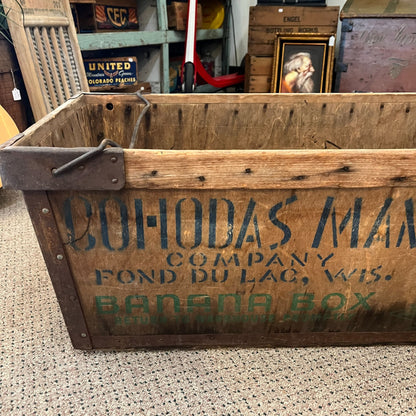 Vintage Banana Crate Cohodas Manis Co Fond du lac Wis Advertising Wooden Box