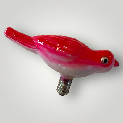Vintage Christmas Figural Red Bird Parrot Milk Glass Light Bulb