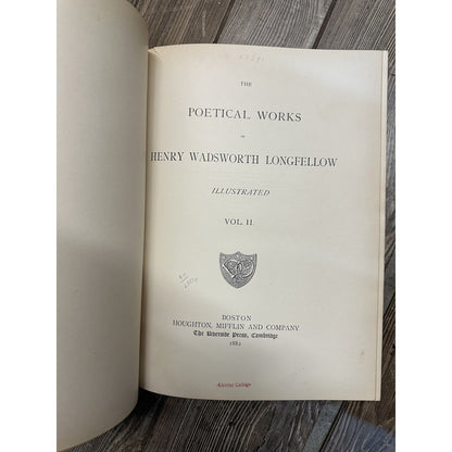 POETICAL WORKS OF HENRY WADSWORTH LONGFELLOW 1881 Two Volumes Full Leather