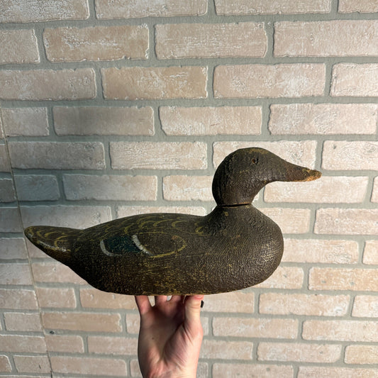 Antique Wooden Duck Decoy Mallard Hen Original Paint Gundelfinger Pratt