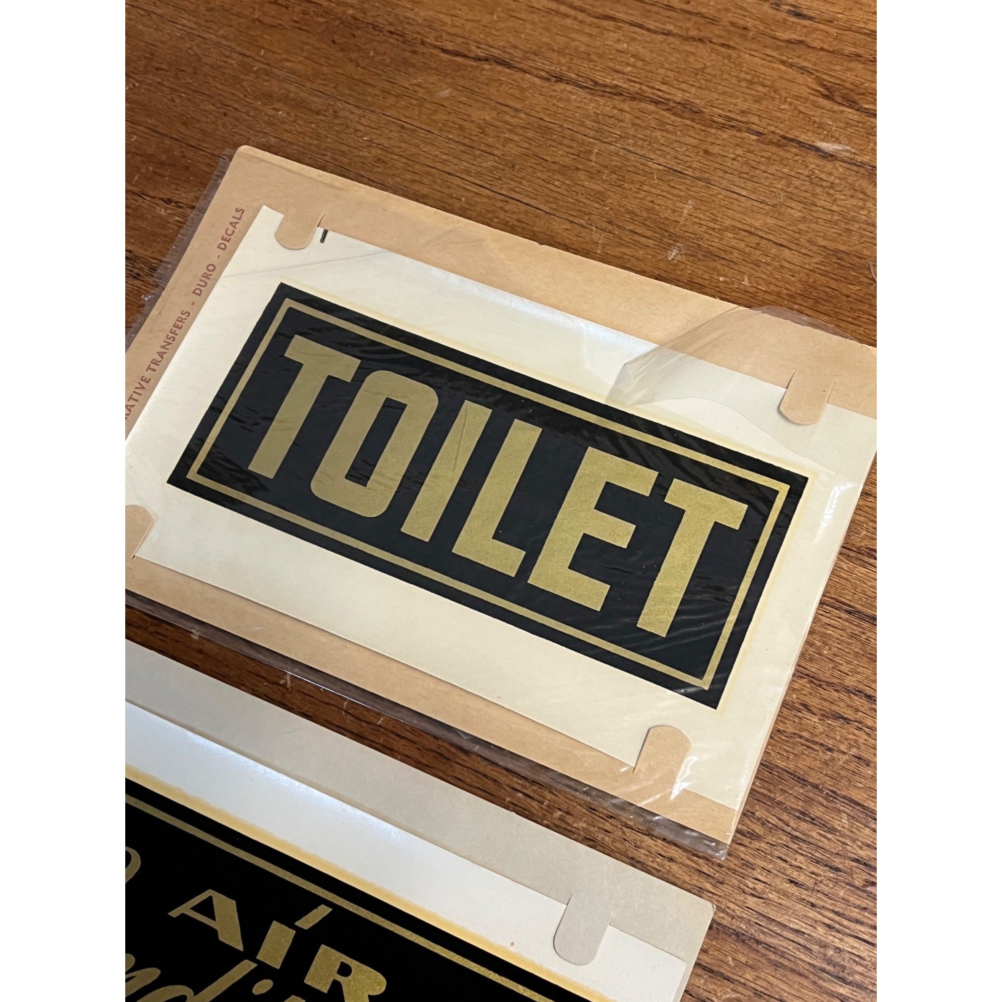 Vintage 1940 Duro Decal Co. Hotel  Art Deco Signs TOILET & AIR CONDITIONED NEW