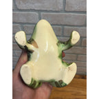 Vintage Brush McCoy Pottery Frog Planter Green and Black Glaze Mid-century MCM