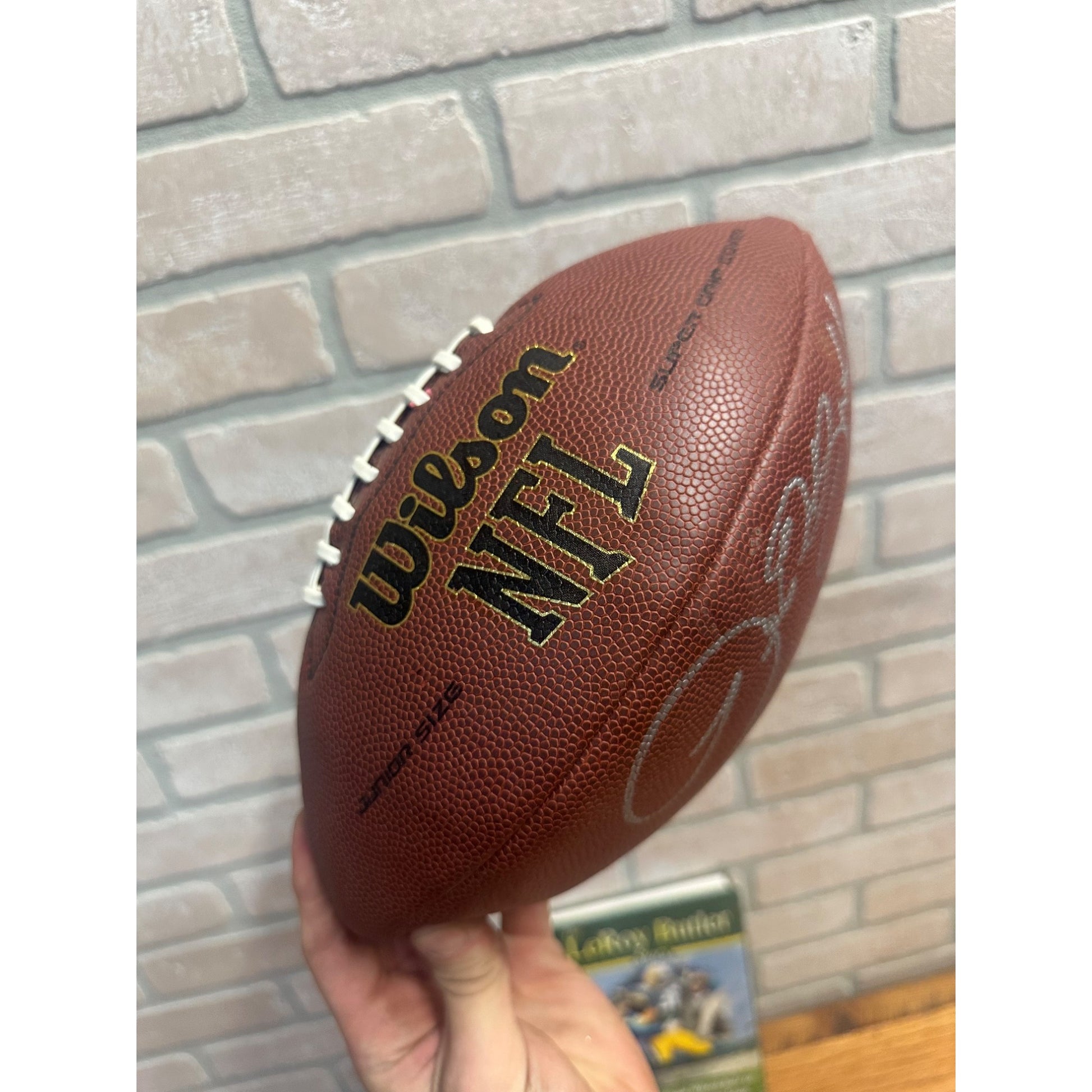 Leroy Butler Green Bay Packers Signed Book & Football Lambeau Leap