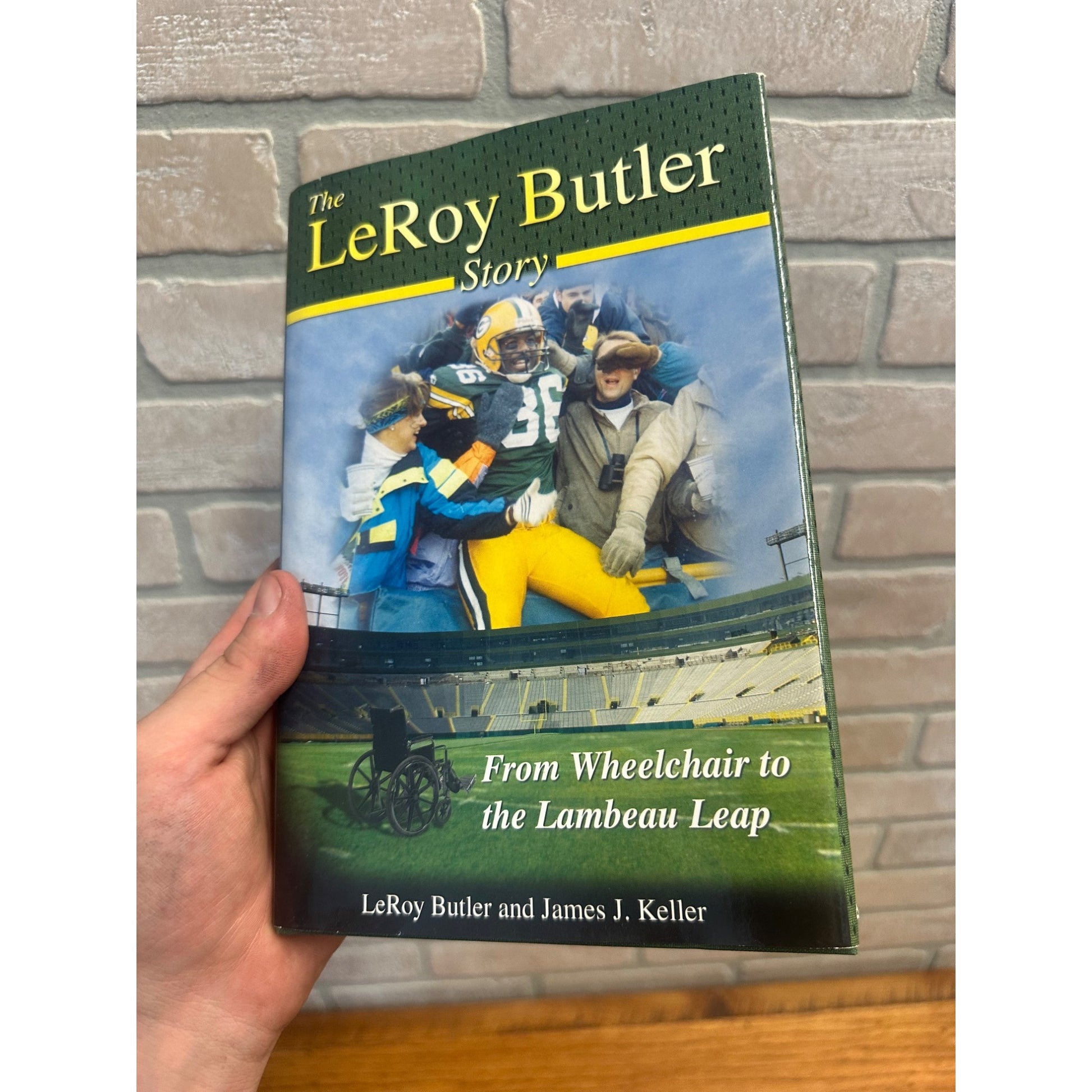 Leroy Butler Green Bay Packers Signed Book & Football Lambeau Leap