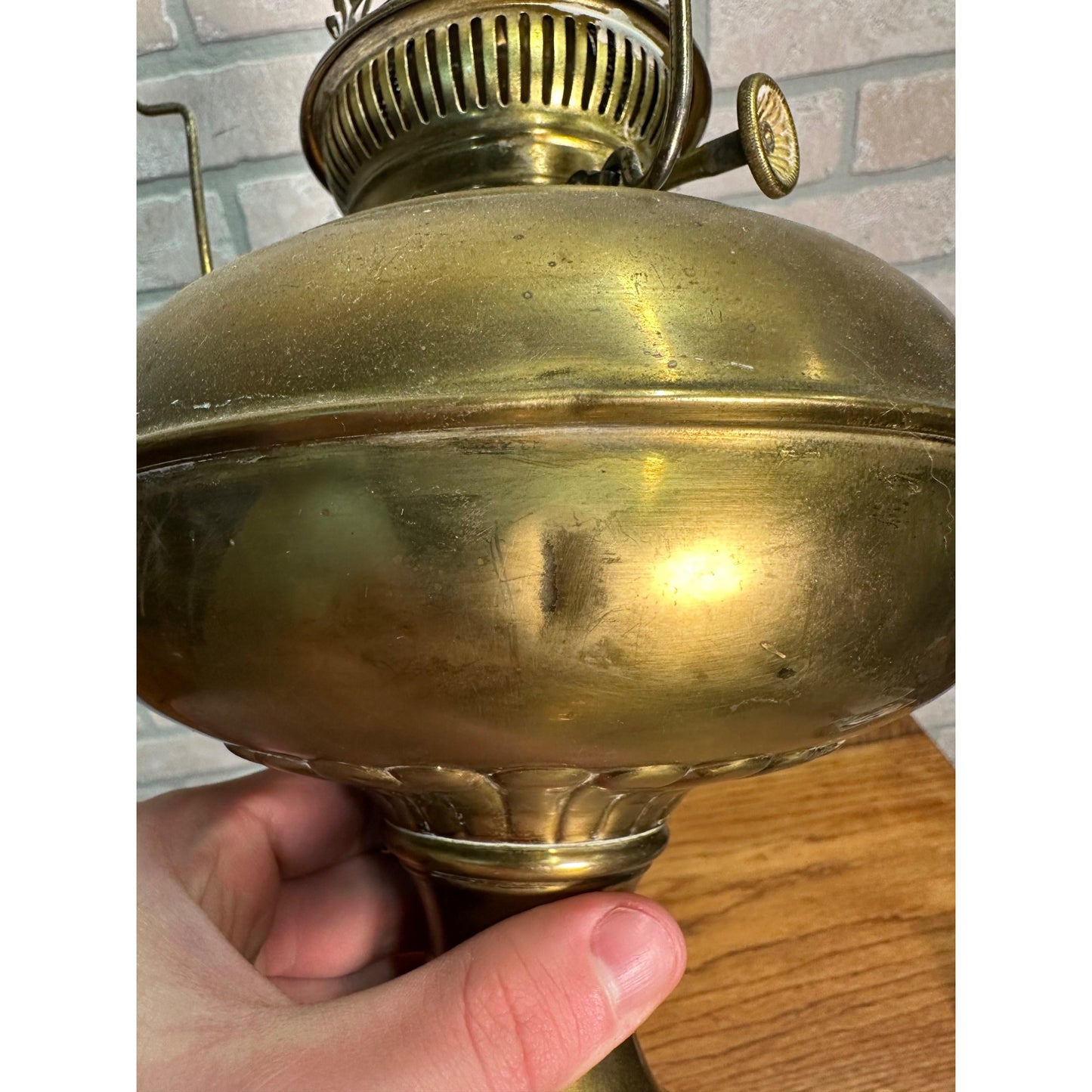 Vintage Brass Electrified Oil Lamp Rayo? 12" Electric Table Lamp