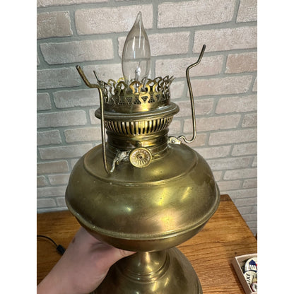 Vintage Brass Electrified Oil Lamp Rayo? 12" Electric Table Lamp