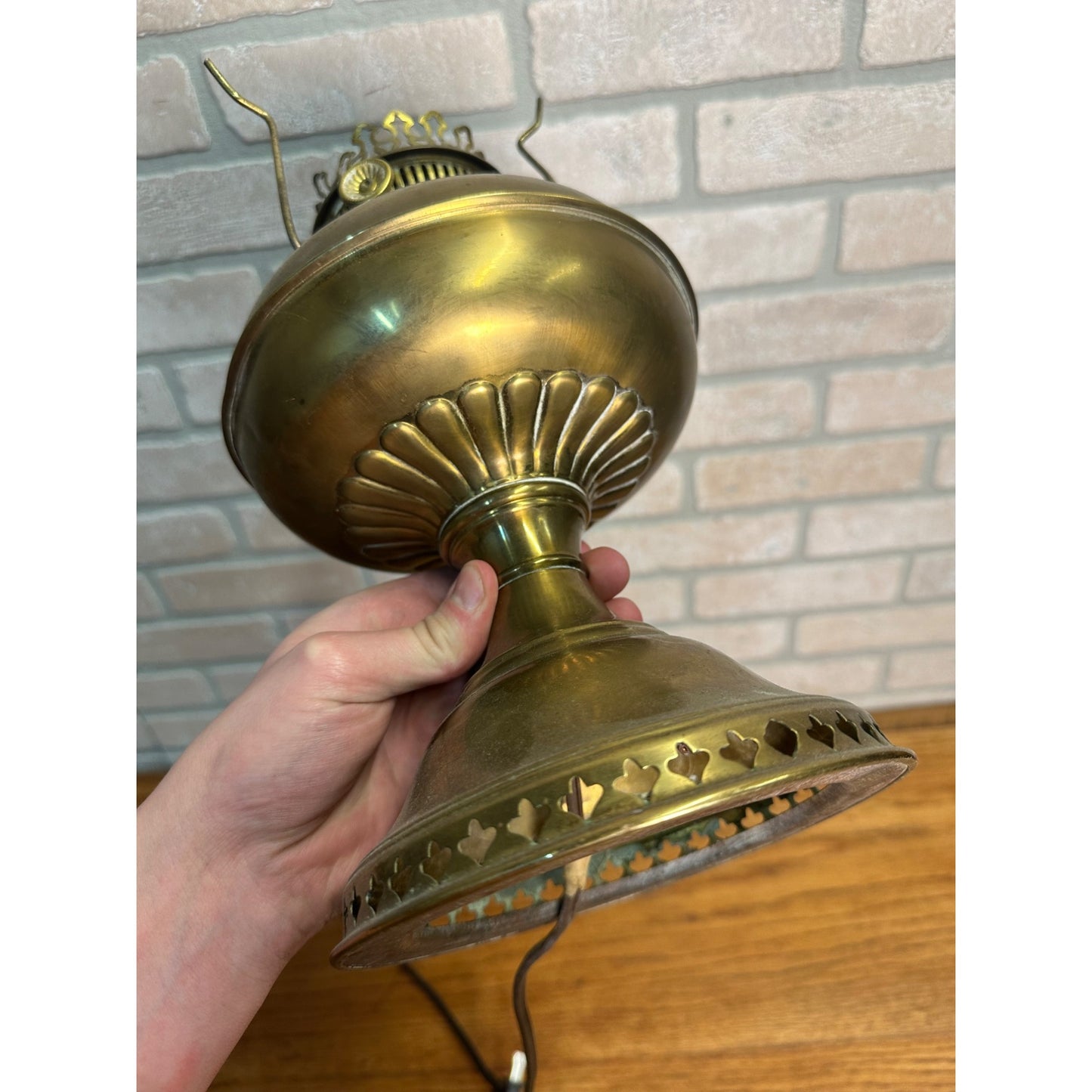 Vintage Brass Electrified Oil Lamp Rayo? 12" Electric Table Lamp