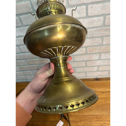 Vintage Brass Electrified Oil Lamp Rayo? 12" Electric Table Lamp