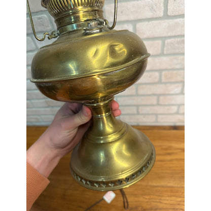 Vintage Brass Electrified Oil Lamp Rayo? 12" Electric Table Lamp