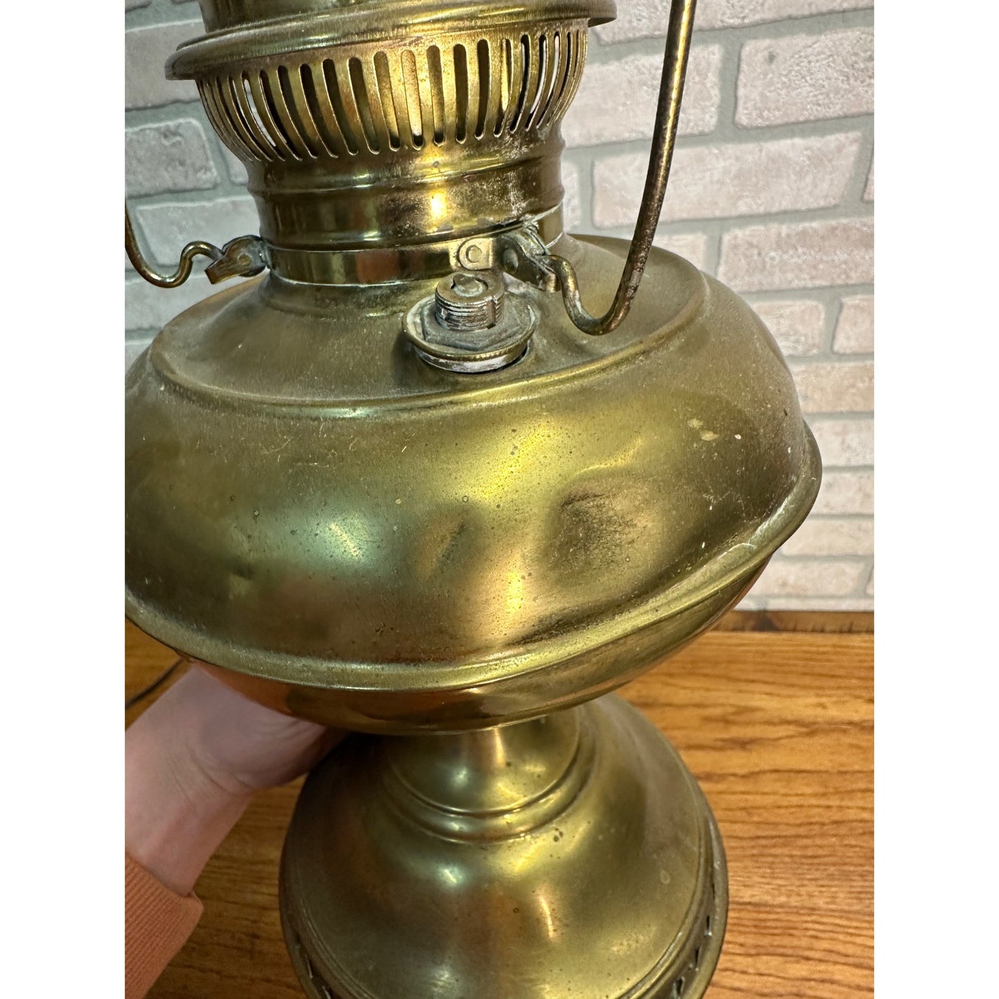 Vintage Brass Electrified Oil Lamp Rayo? 12" Electric Table Lamp