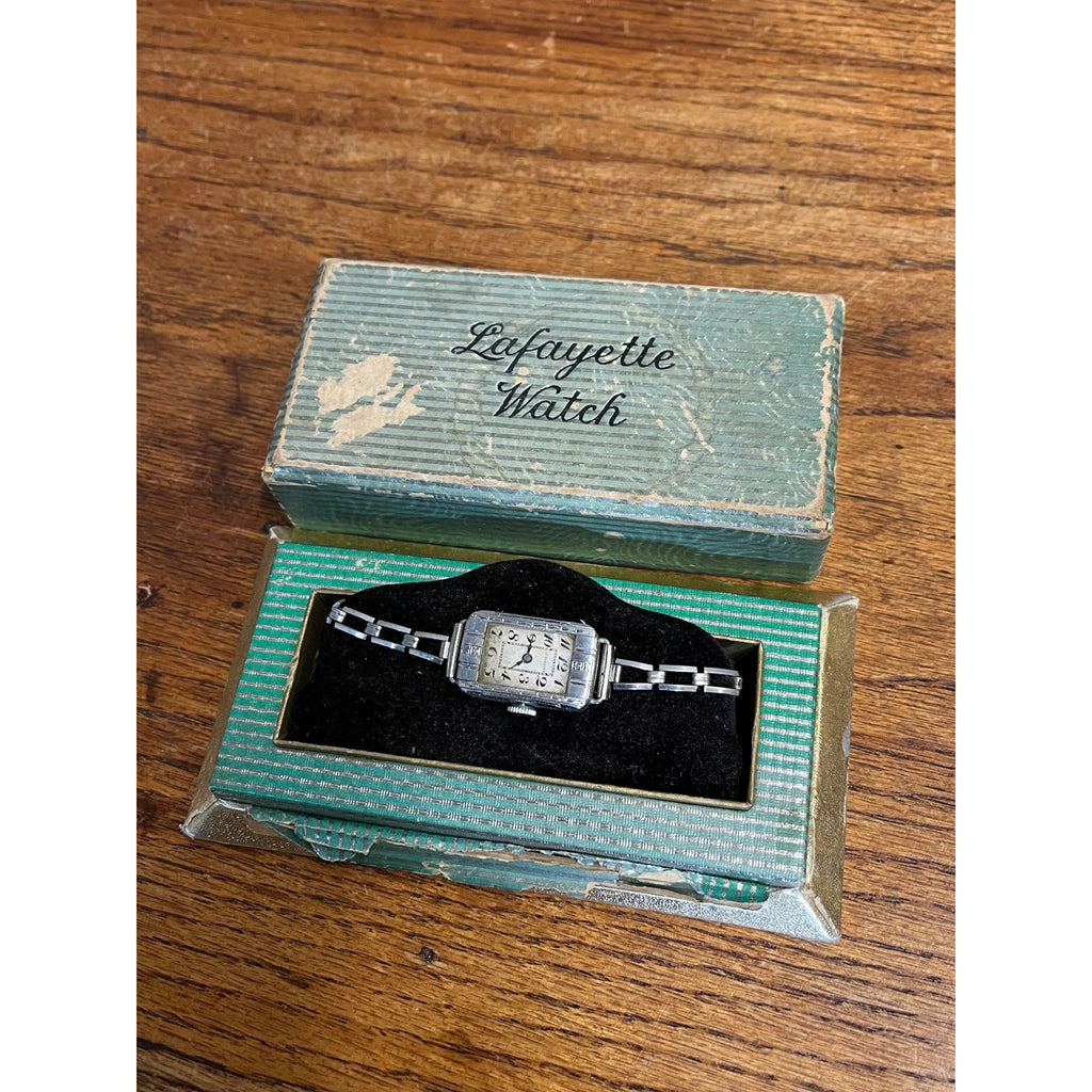 Vintage 1930s Lafayette Ladies Womens Wrist Watch Art Deco Silver-Tone - Repair