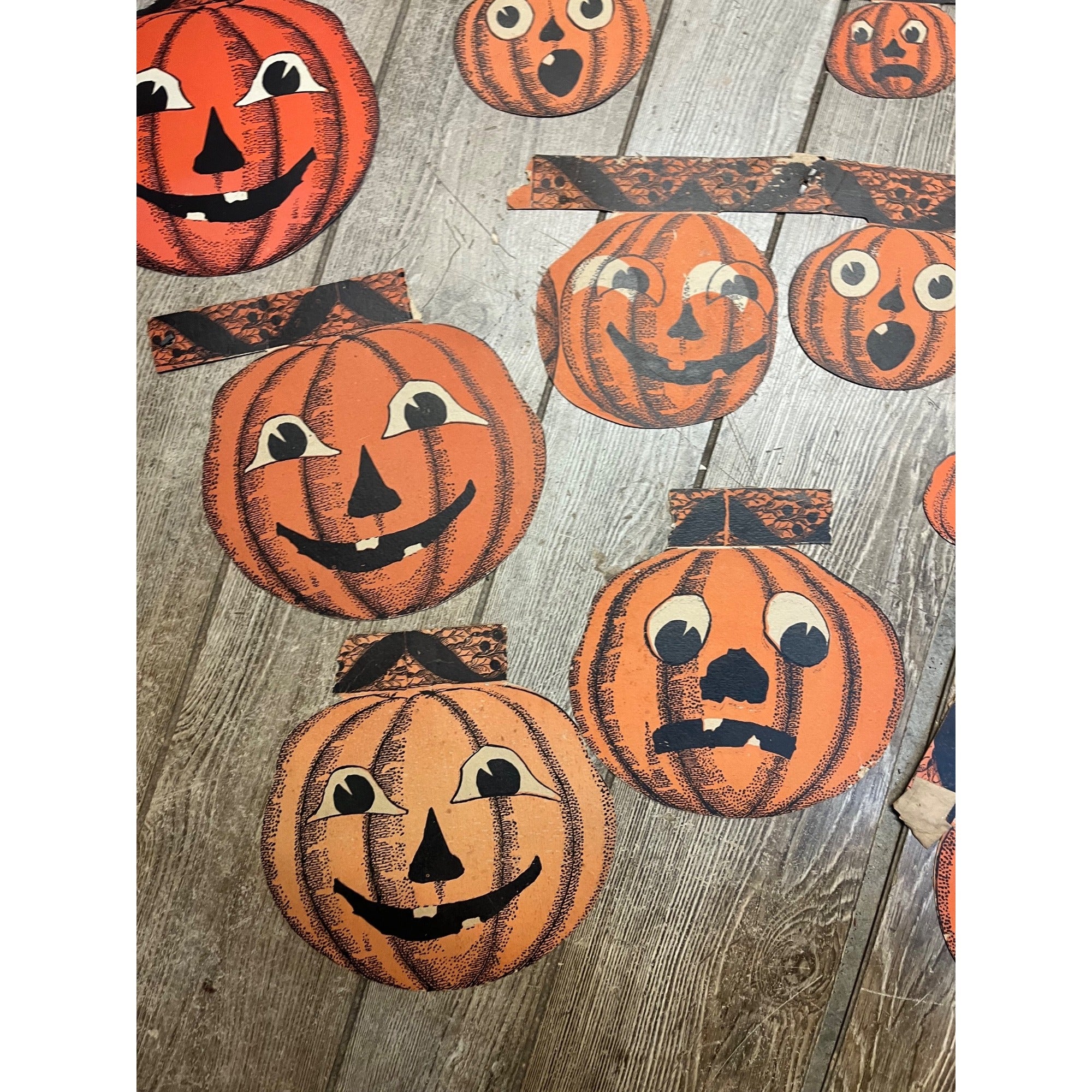 RARE Vintage 1930s Beistle Halloween Jointed Jack o' Lantern JOL Garland - As-Is