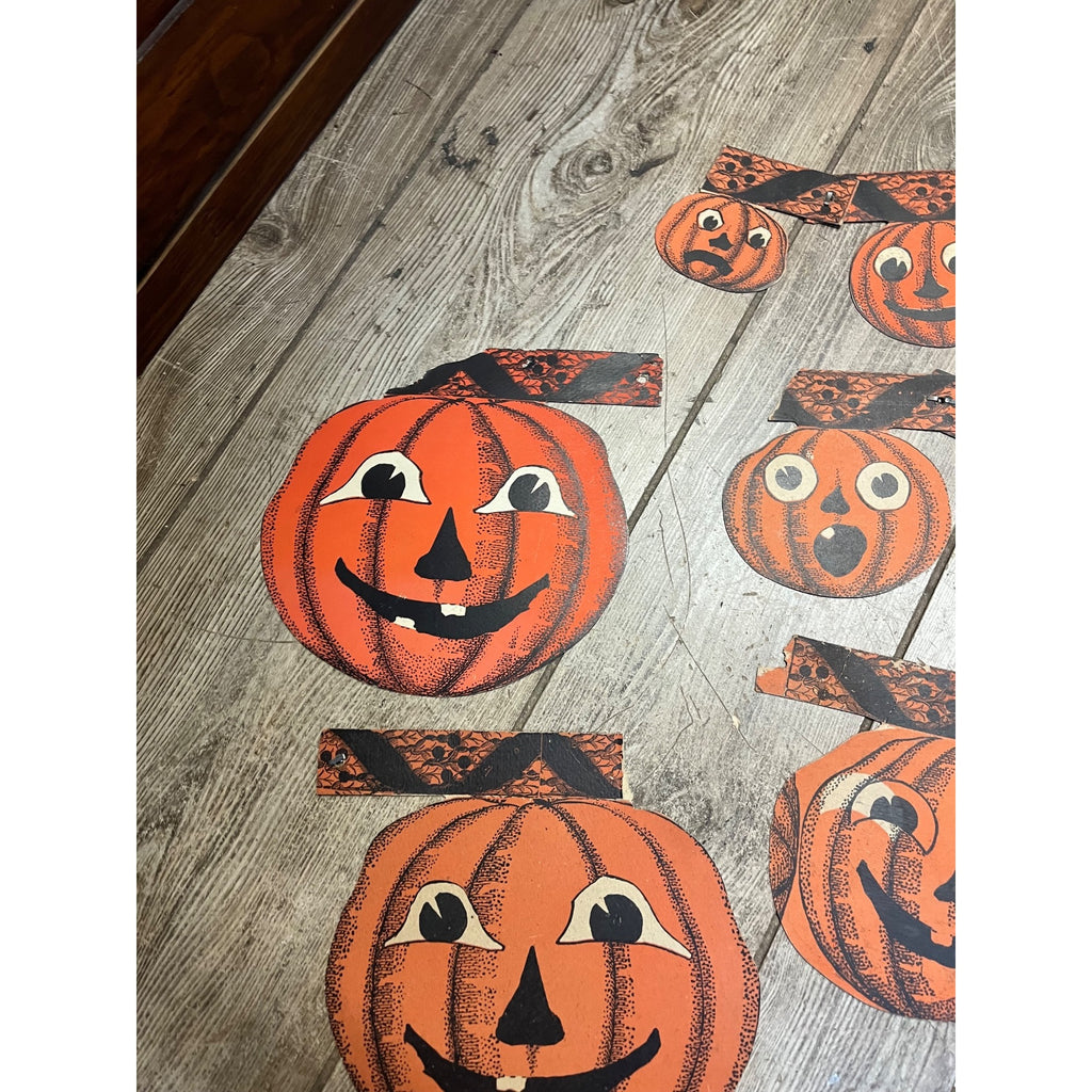 RARE Vintage 1930s Beistle Halloween Jointed Jack o' Lantern JOL Garland - As-Is