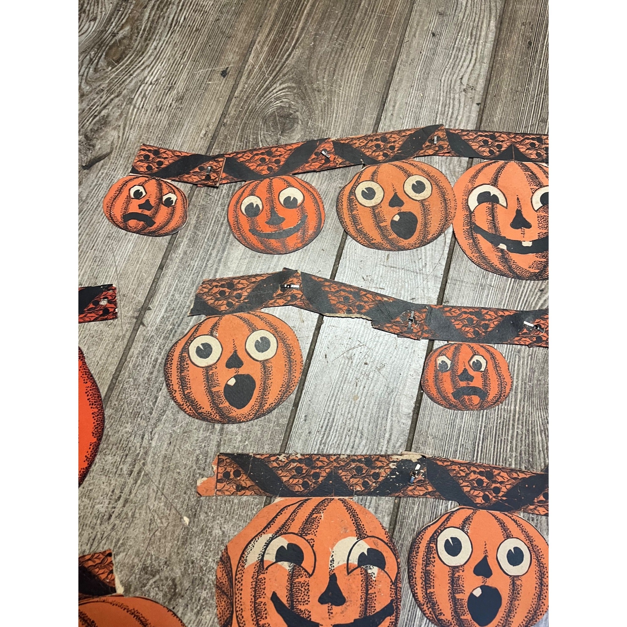 RARE Vintage 1930s Beistle Halloween Jointed Jack o' Lantern JOL Garland - As-Is