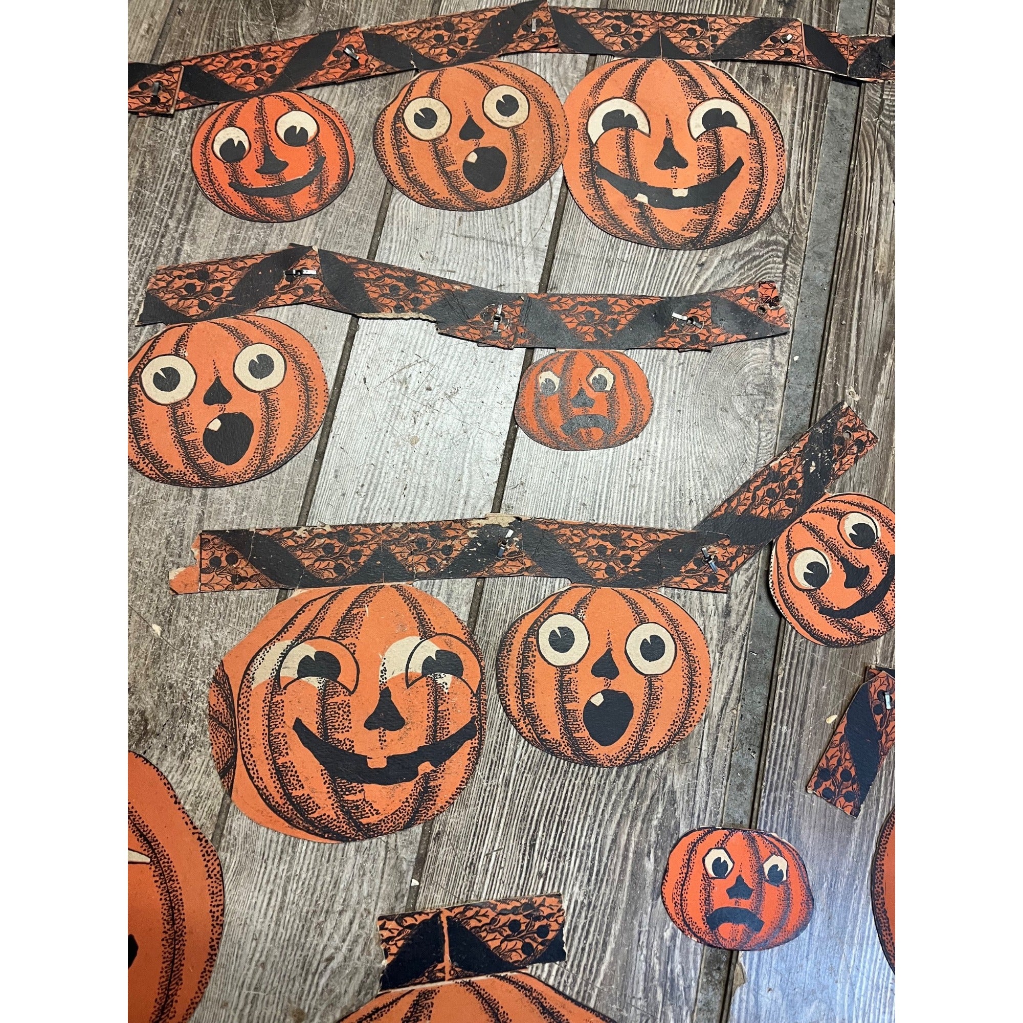 RARE Vintage 1930s Beistle Halloween Jointed Jack o' Lantern JOL Garland - As-Is