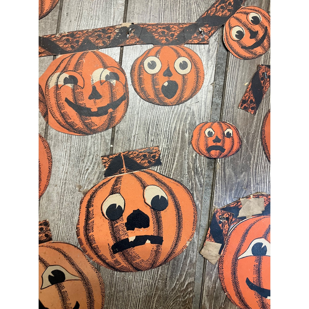 RARE Vintage 1930s Beistle Halloween Jointed Jack o' Lantern JOL Garland - As-Is