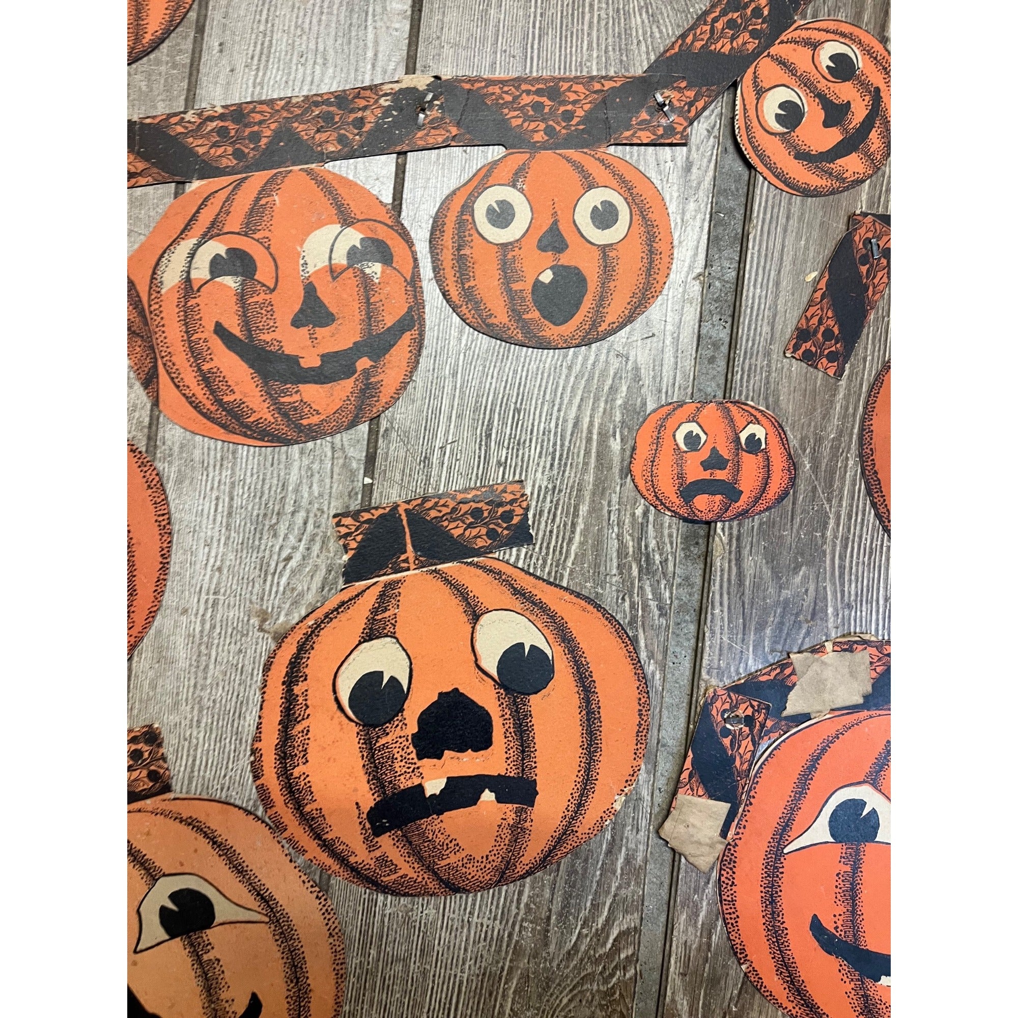 RARE Vintage 1930s Beistle Halloween Jointed Jack o' Lantern JOL Garland - As-Is