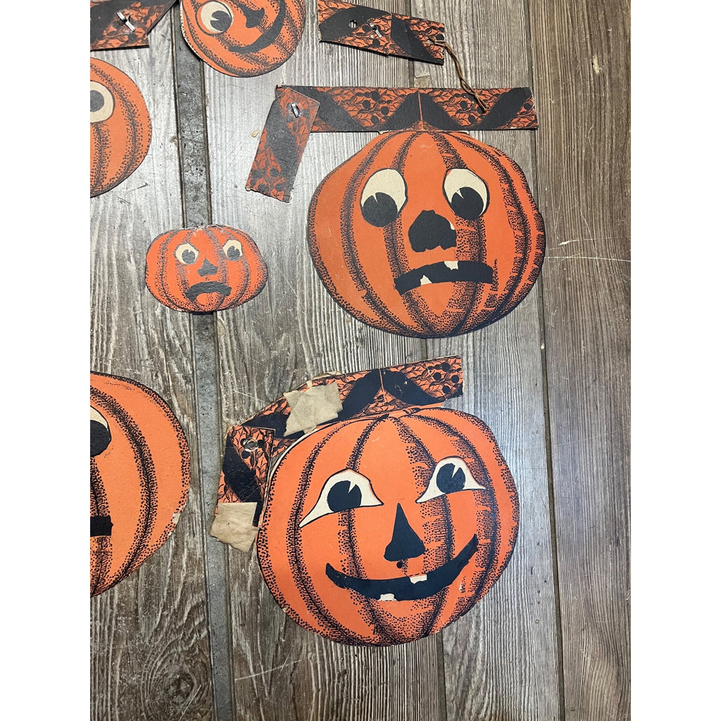 RARE Vintage 1930s Beistle Halloween Jointed Jack o' Lantern JOL Garland - As-Is