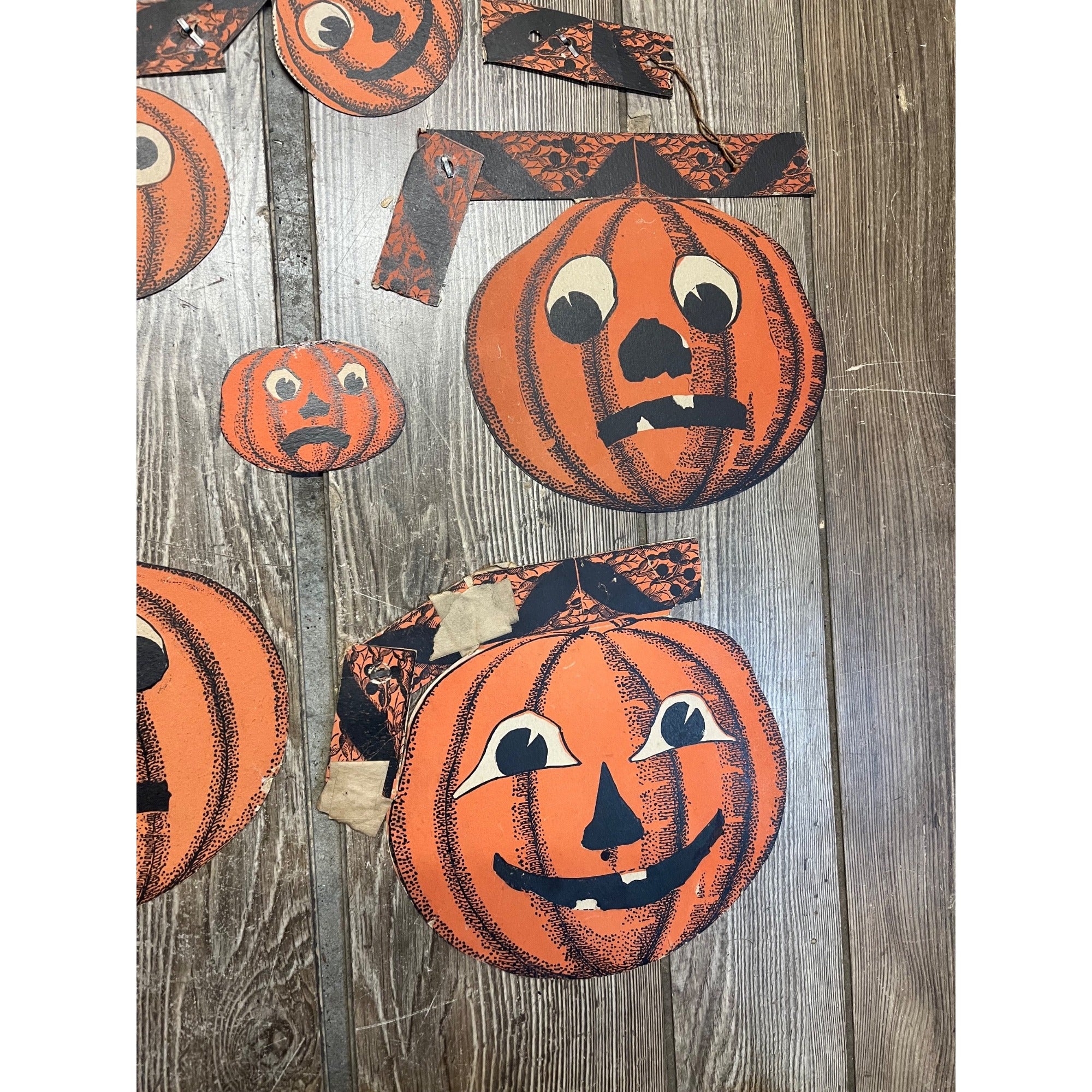 RARE Vintage 1930s Beistle Halloween Jointed Jack o' Lantern JOL Garland - As-Is