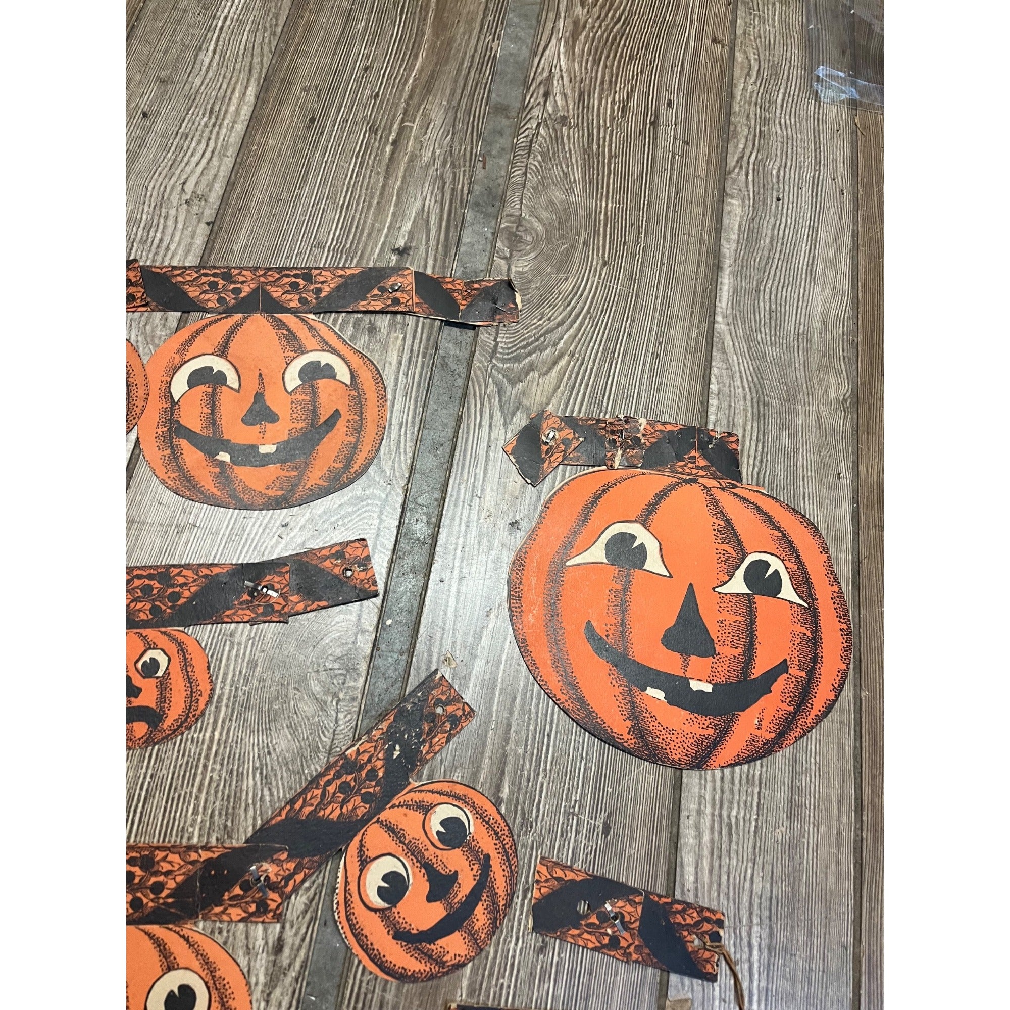 RARE Vintage 1930s Beistle Halloween Jointed Jack o' Lantern JOL Garland - As-Is
