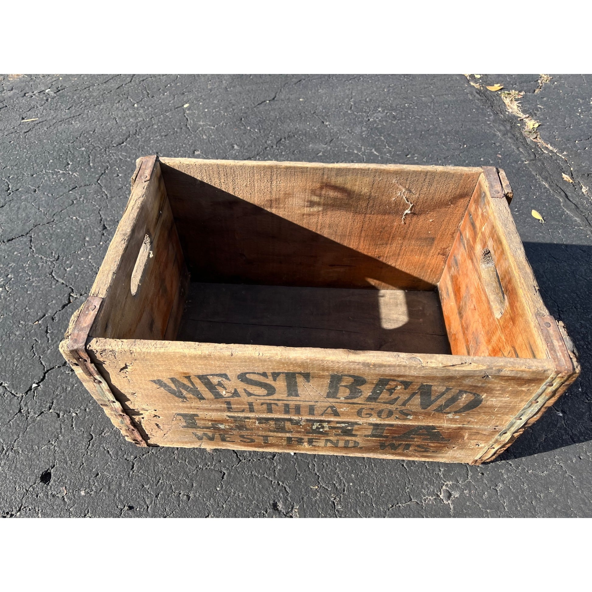 Vintage West Bend Lithia Beer Wooden Crate Case Box Wisconsin Pre-Prohibition