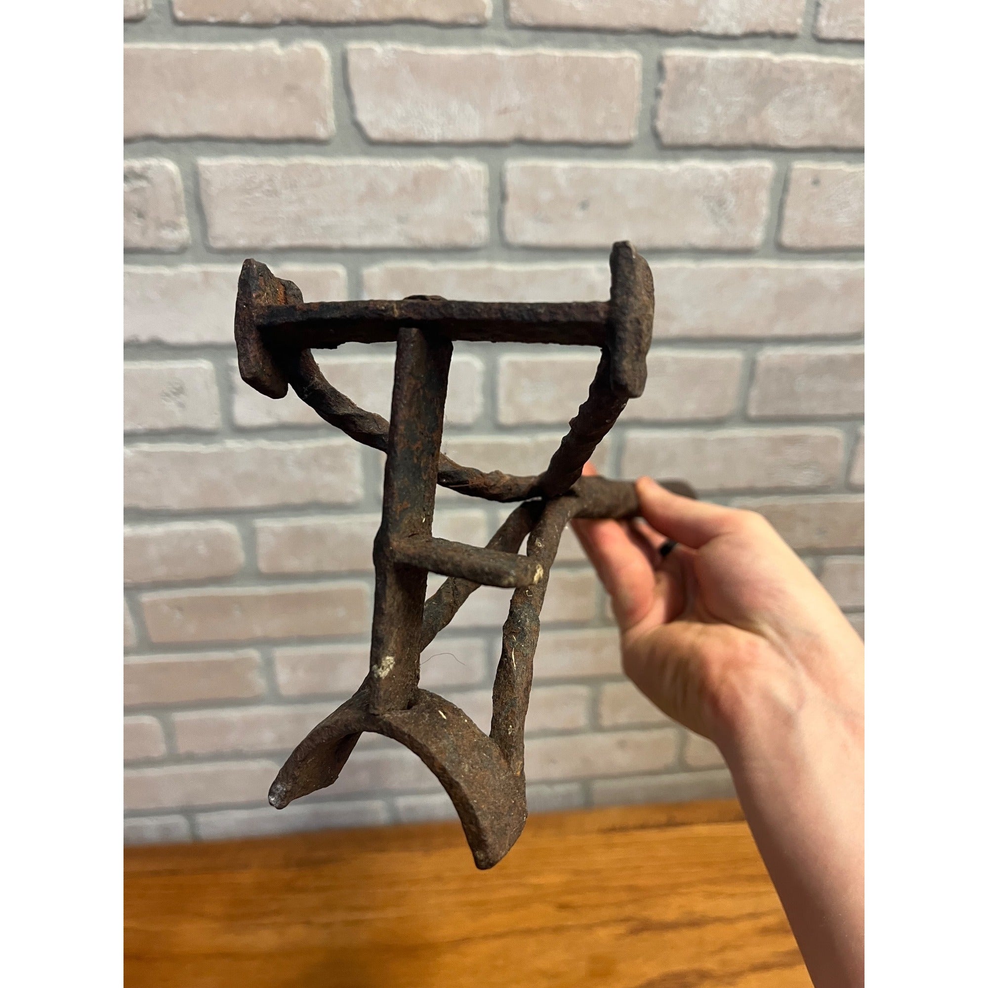 Vintage Cast Iron Texas Branding Iron "T" Blacksmith Made Tool