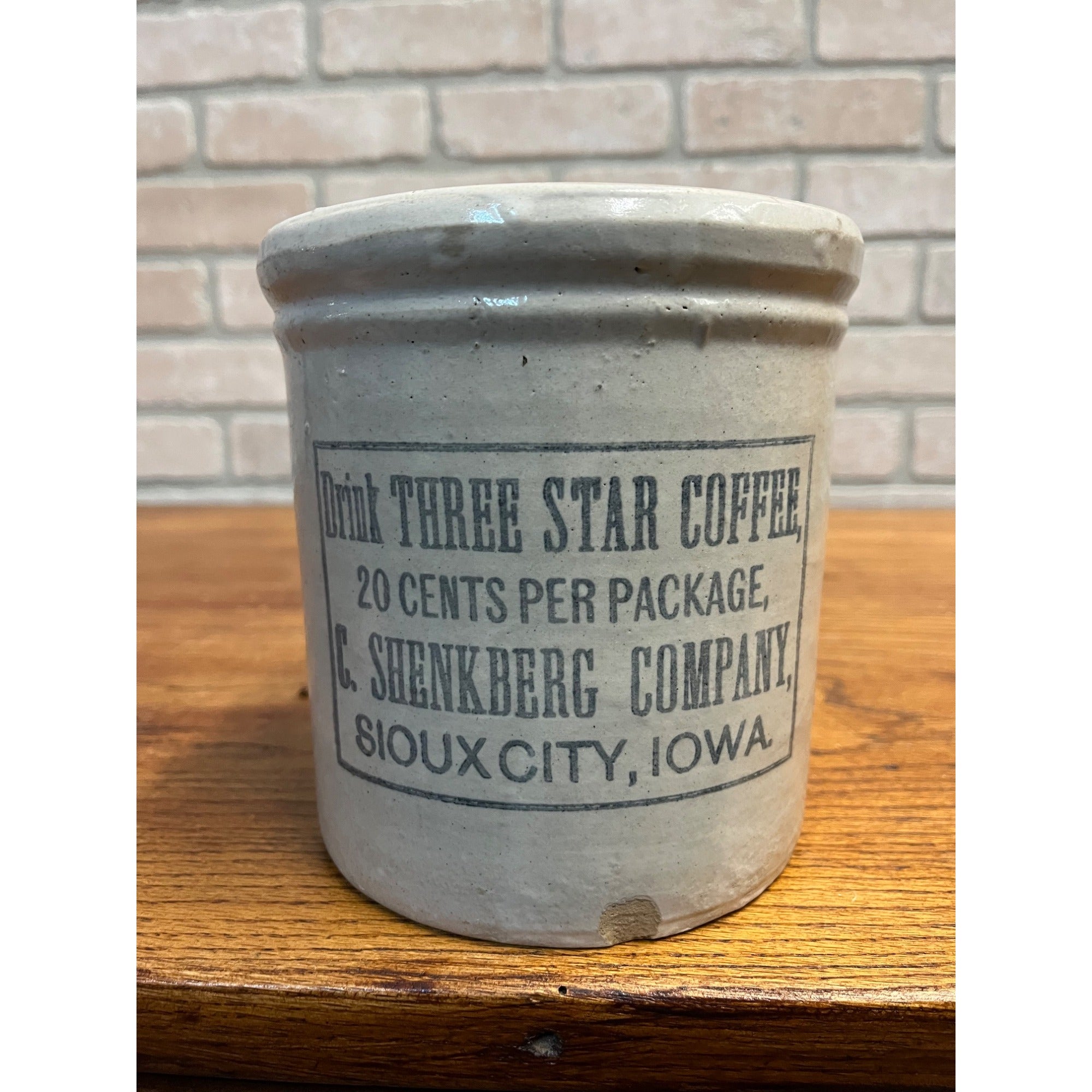 Vintage Red Wing Three Star Coffee Stoneware Advertising Sioux City 1/2 Gal Crock