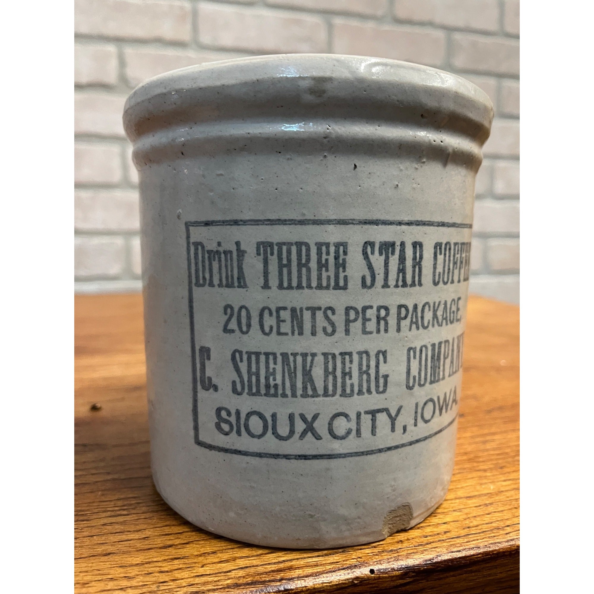 Vintage Red Wing Three Star Coffee Stoneware Advertising Sioux City 1/2 Gal Crock