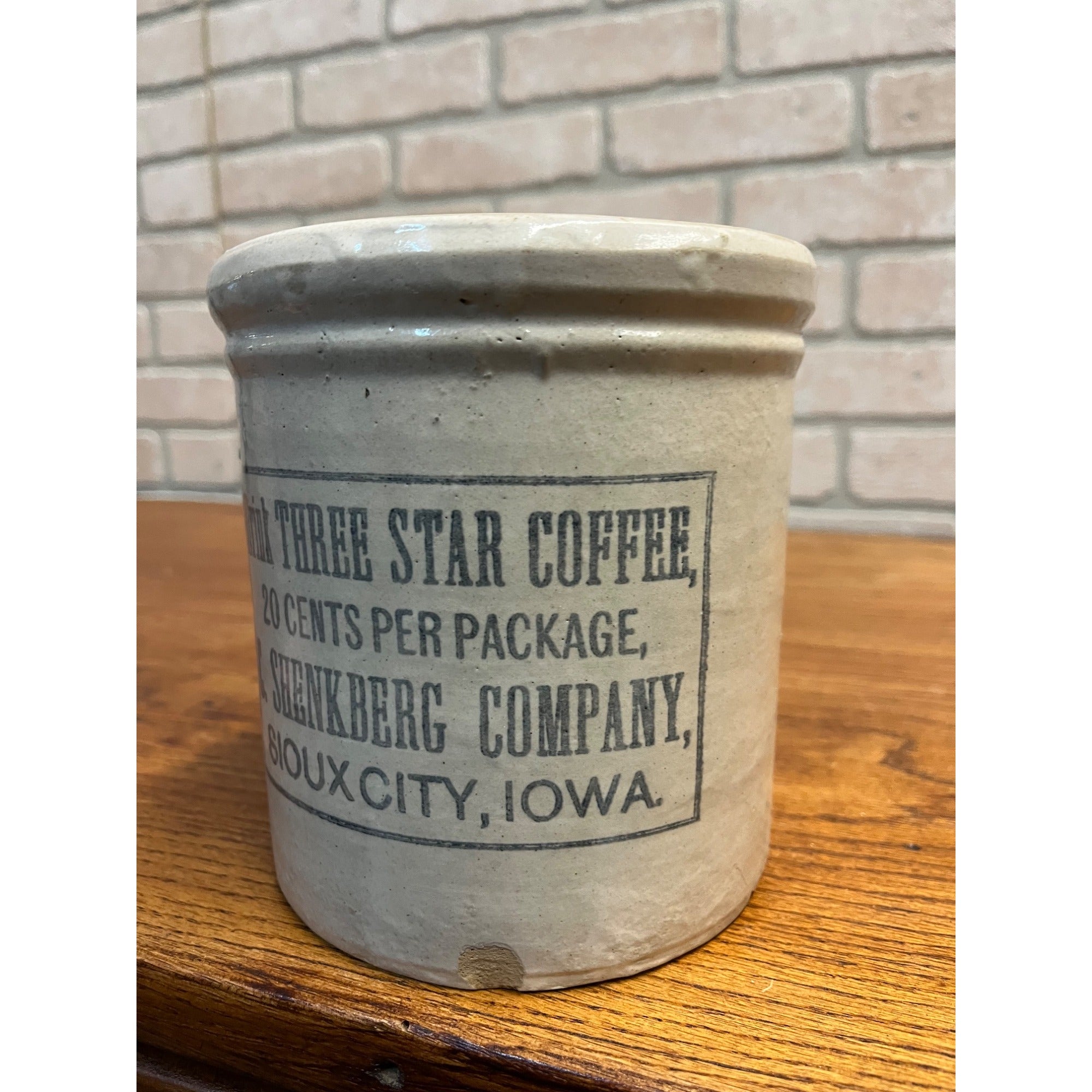 Vintage Red Wing Three Star Coffee Stoneware Advertising Sioux City 1/2 Gal Crock