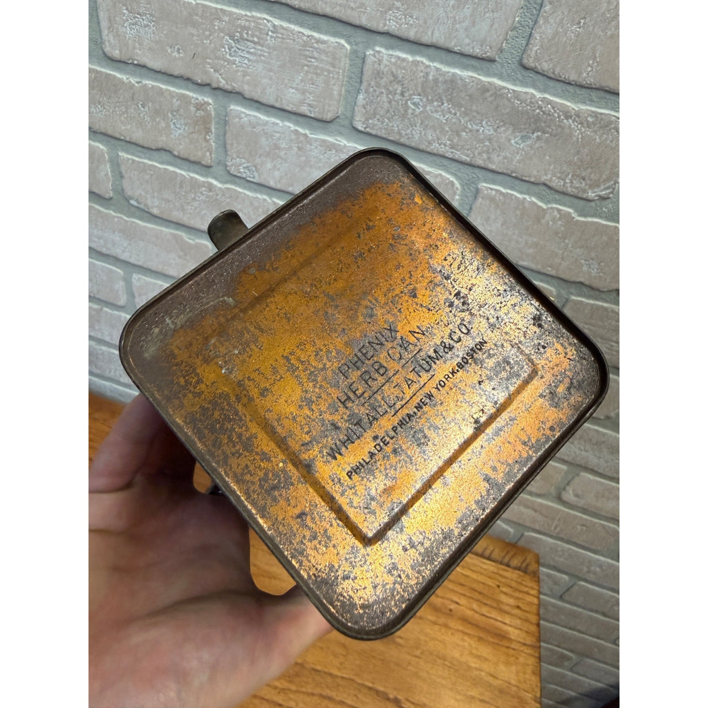 Lot of (4) 1900s Apothecary Seed Phenix Herb Can Druggist Storage Metal Bins Empty