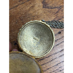 Vintage Estee Lauder Perfume Compact Necklace Gold Tone Cabochon Blue Stone