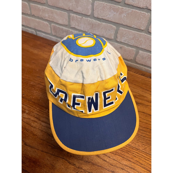 Vintage 70s 80s Milwaukee Brewers Pill Box Painters Elastic Hat Cap MLB
