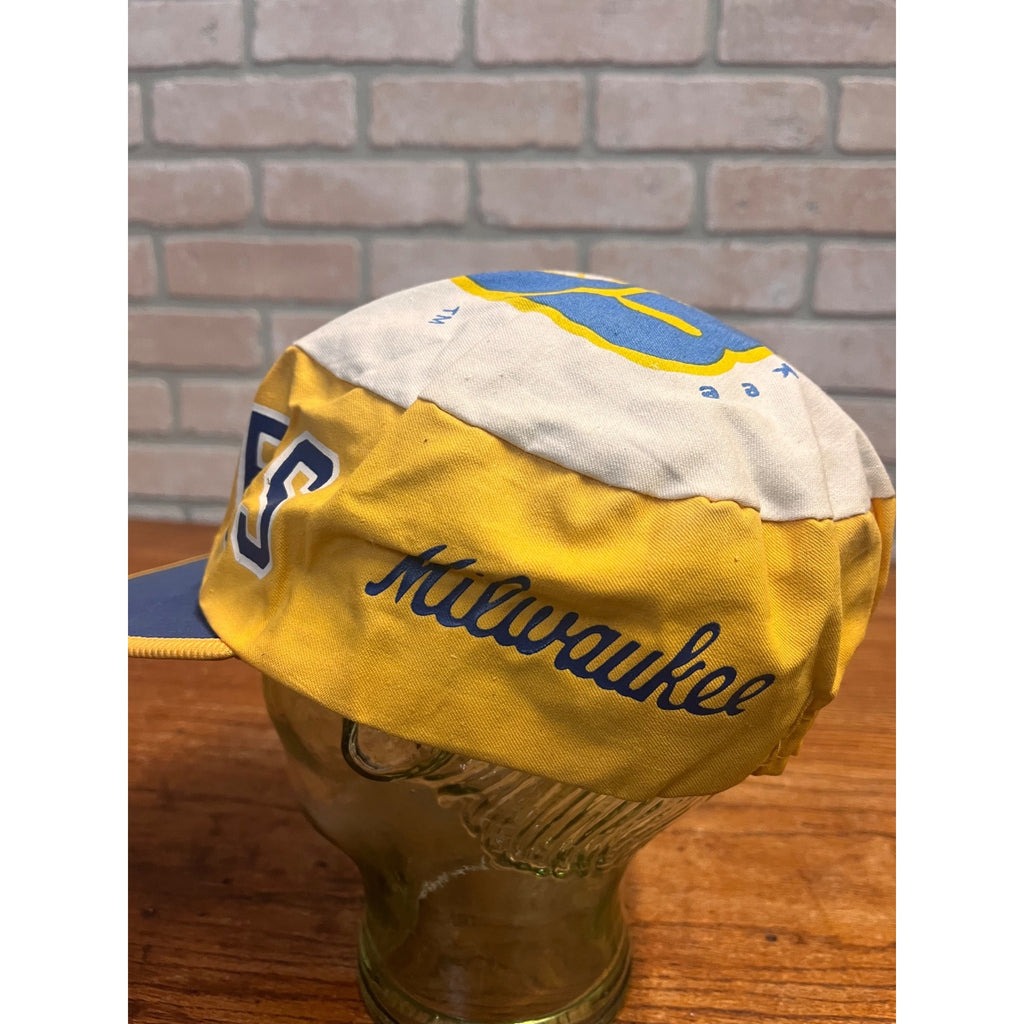 Vintage 70s 80s Milwaukee Brewers Pill Box Painters Elastic Hat Cap MLB