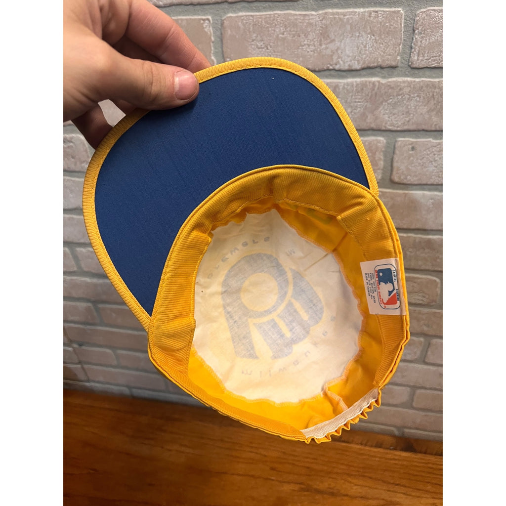 Vintage 70s 80s Milwaukee Brewers Pill Box Painters Elastic Hat Cap MLB