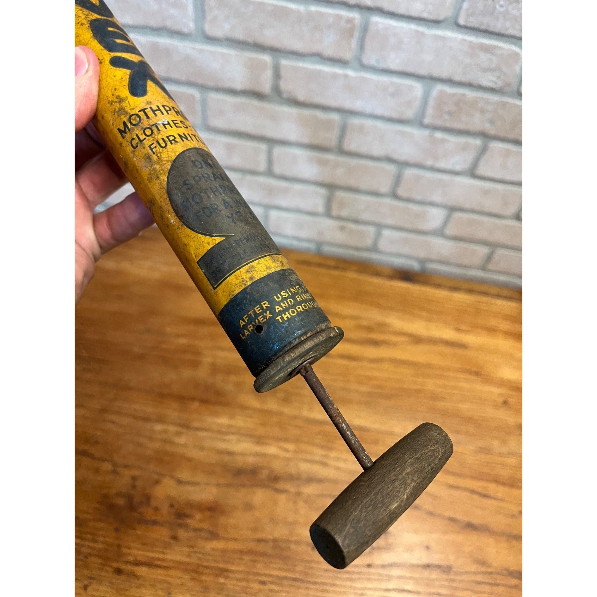 Vintage Larvex Mothproof Metal Hand Bug Sprayer - Garden Tin Greenhouse Decor