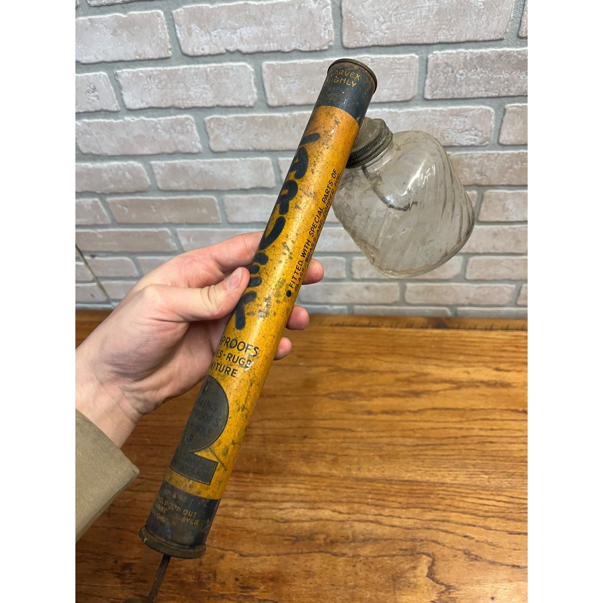 Vintage Larvex Mothproof Metal Hand Bug Sprayer - Garden Tin Greenhouse Decor