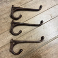 Set of (3) Cast Iron Contemporary Large Barn Horse Saddle Coat Harness Hooks