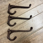 Set of (3) Cast Iron Contemporary Large Barn Horse Saddle Coat Harness Hooks