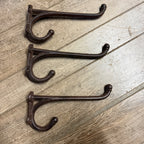 Set of (3) Cast Iron Contemporary Large Barn Horse Saddle Coat Harness Hooks