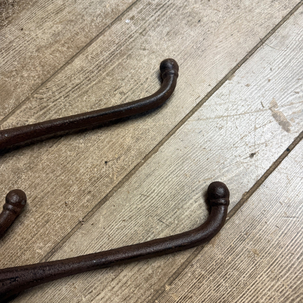 Set of (3) Cast Iron Contemporary Large Barn Horse Saddle Coat Harness Hooks