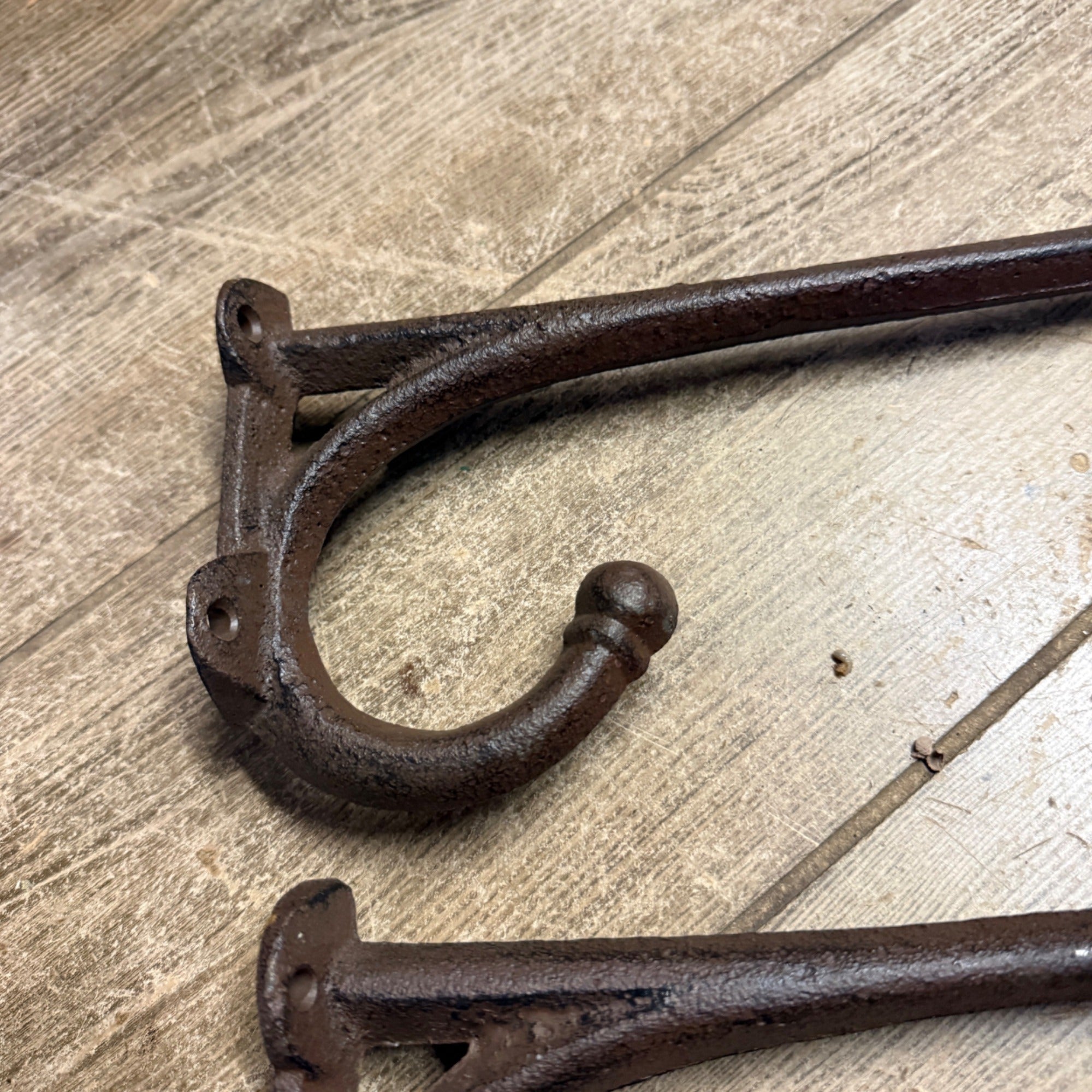 Set of (3) Cast Iron Contemporary Large Barn Horse Saddle Coat Harness Hooks