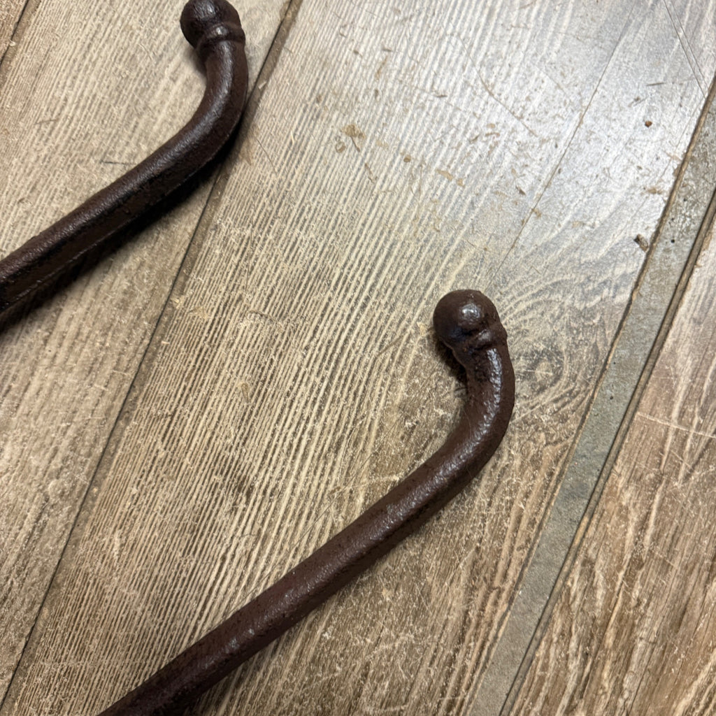 Set of (3) Cast Iron Contemporary Large Barn Horse Saddle Coat Harness Hooks