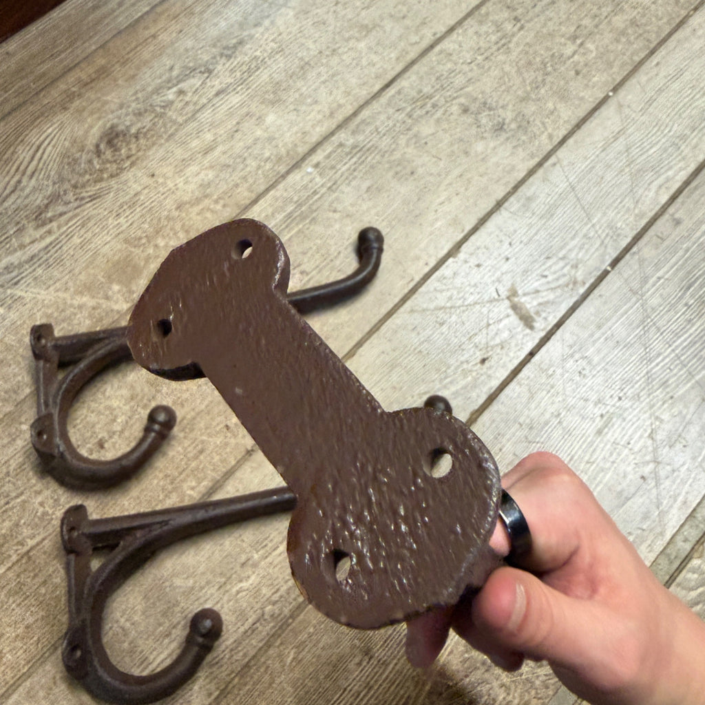 Set of (3) Cast Iron Contemporary Large Barn Horse Saddle Coat Harness Hooks