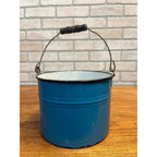 Antique Primitive Blue Graniteware Handled Lunch Pail/ Berry Pail/ Farmhouse Decor, No Lid