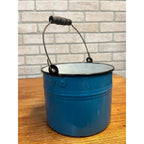 Antique Primitive Blue Graniteware Handled Lunch Pail/ Berry Pail/ Farmhouse Decor, No Lid