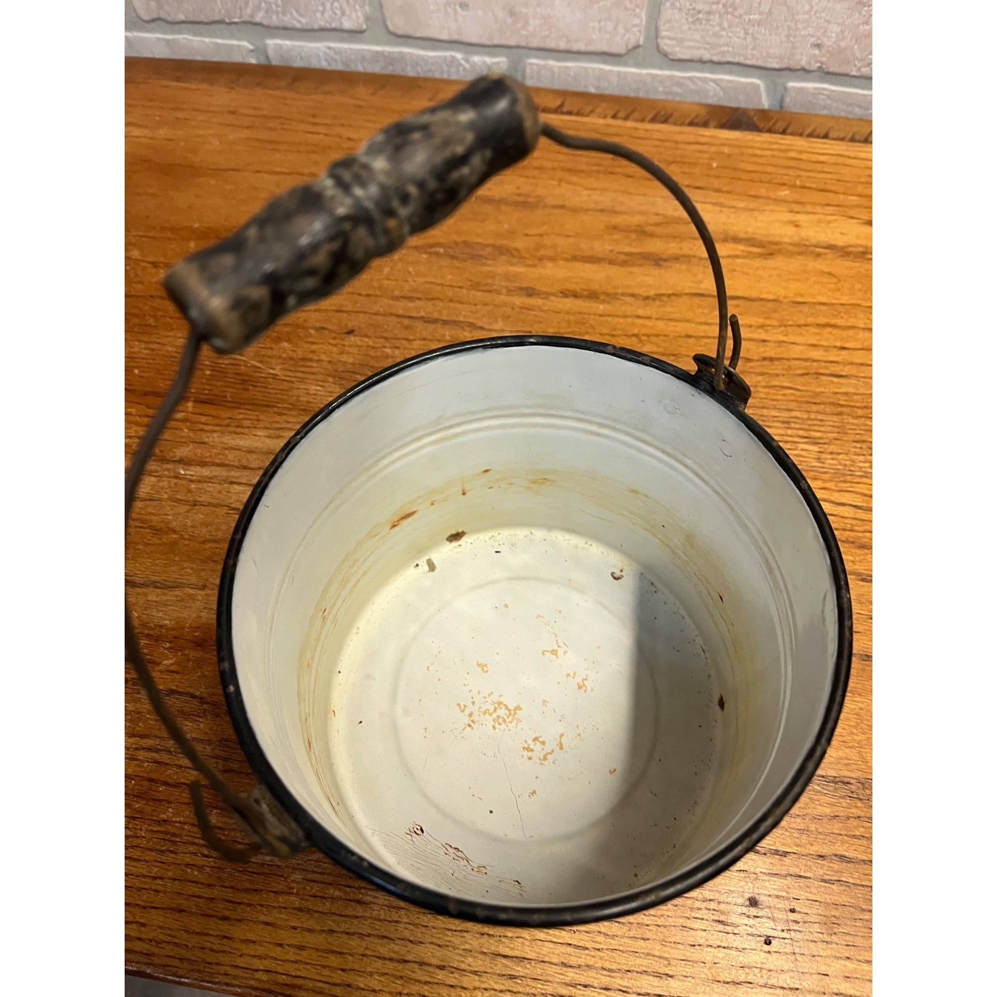 Antique Primitive Blue Graniteware Handled Lunch Pail/ Berry Pail/ Farmhouse Decor, No Lid